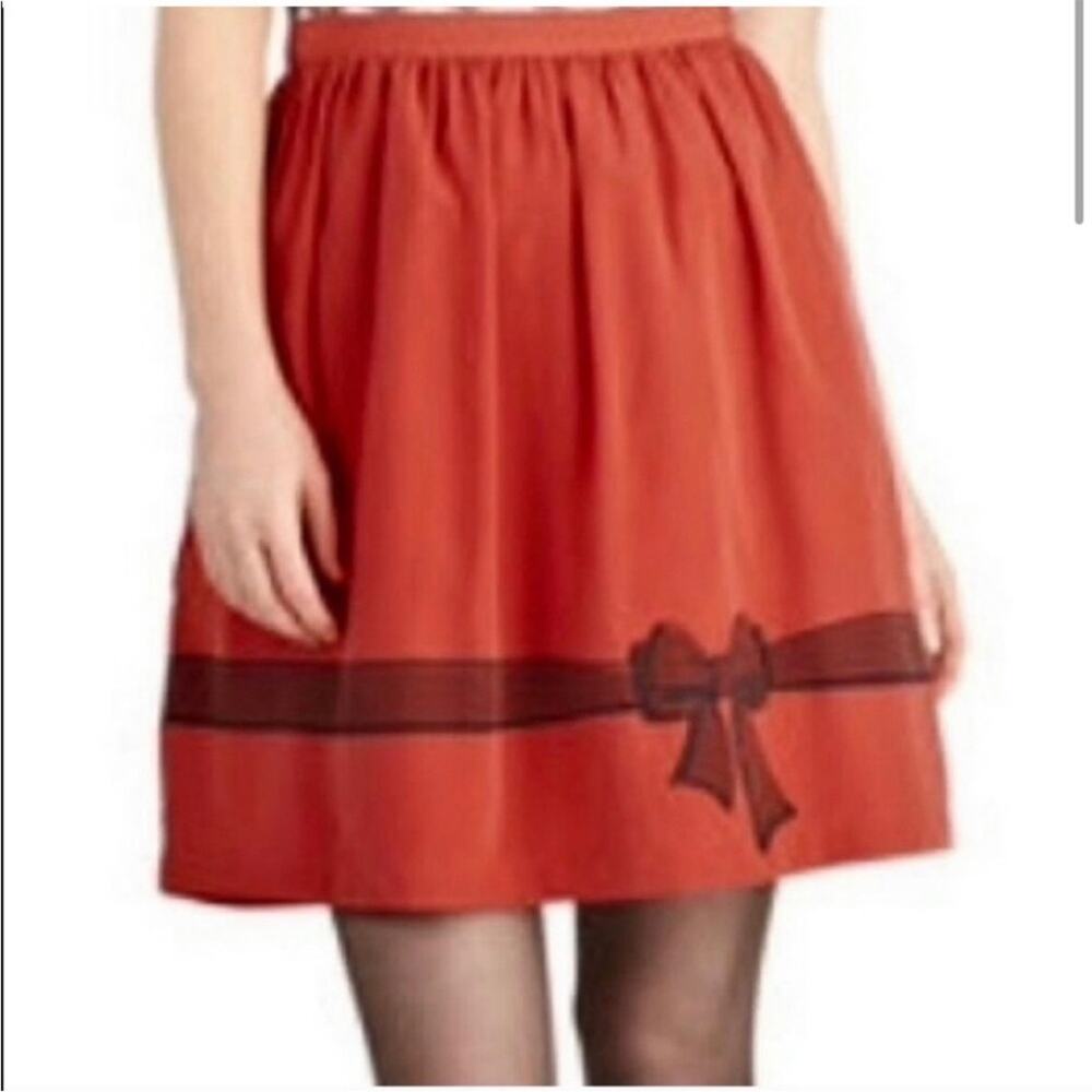 ModCloth Bea & Dot Red Christmas Holiday Ribbon Bow Circle Skirt 1X